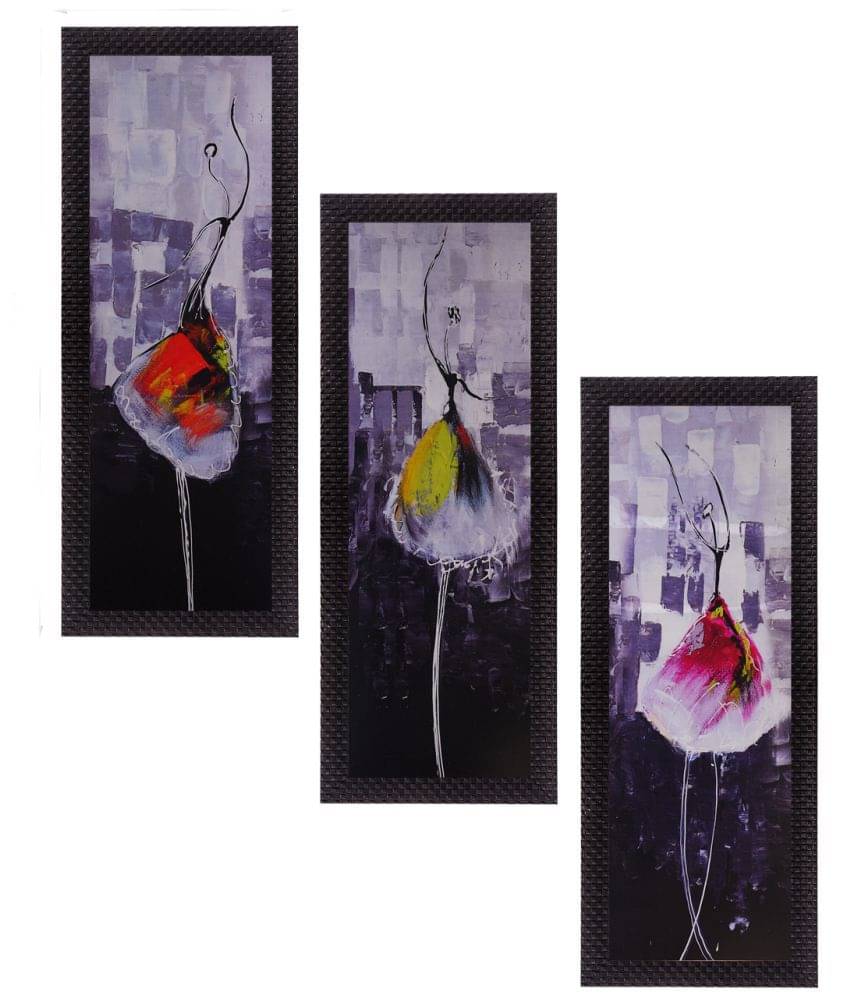 eCraftIndia Set of 3 Purple & Black Dancing Girl Satin Matt Texture UV Wall Art eCraftIndia Set of 3 Purple & Black Dancing Girl Satin Matt Texture UV Wall Art