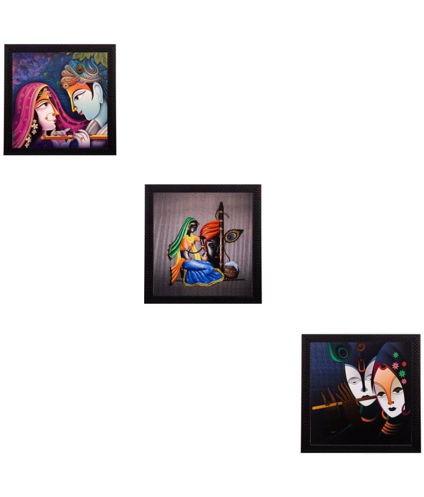    			eCraftIndia Set of 3 Multicoloured Radha Krishna UV Wall Art