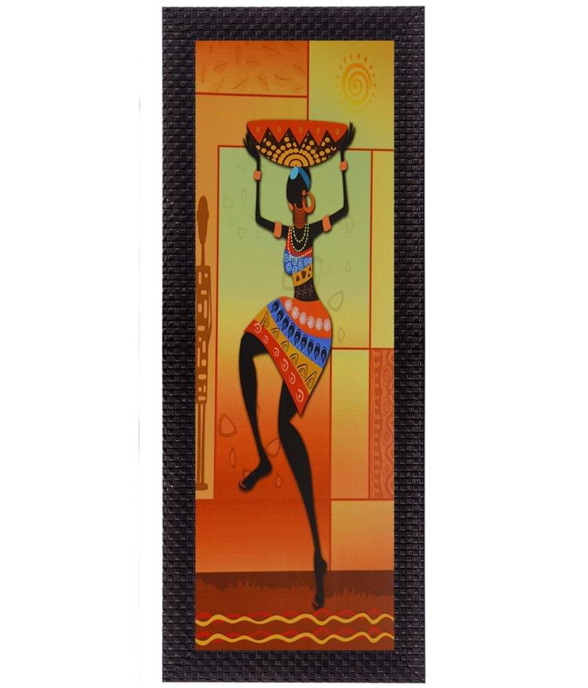     			eCraftIndia Dancing Tribal Woman Satin Matt Texture UV Art Painting