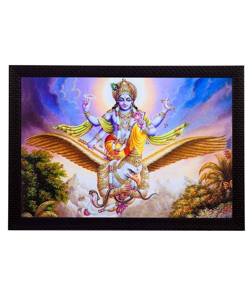 eCraftIndia Multicoloured Lord Vishnu Satin Matt Textured Framed Artwork eCraftIndia Multicoloured Lord Vishnu Satin Matt Textured Framed Artwork