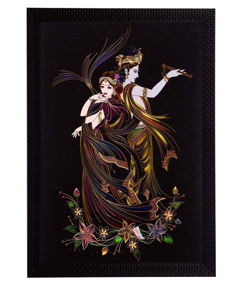     			eCraftIndia Multicoloured Lord Krishna & Radha UV Framed Wall Painting