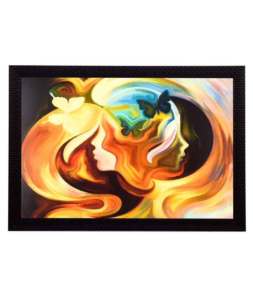 eCraftIndia Multicoloured Women Face Abstract Satin Matt Texture Framed Wall Art eCraftIndia Multicoloured Women Face Abstract Satin Matt Texture Framed Wall Art