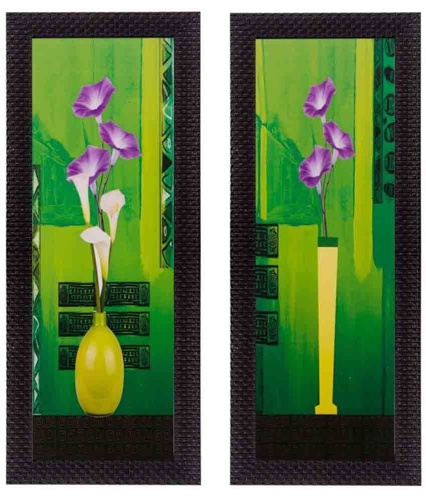 eCraftIndia Botanical Pots Satin Matt Textured Framed UV Art Multicolor Wood Painting With Frame Set of 2 eCraftIndia Botanical Pots Satin Matt Textured Framed UV Art Multicolor Wood Painting With Frame Set of 2