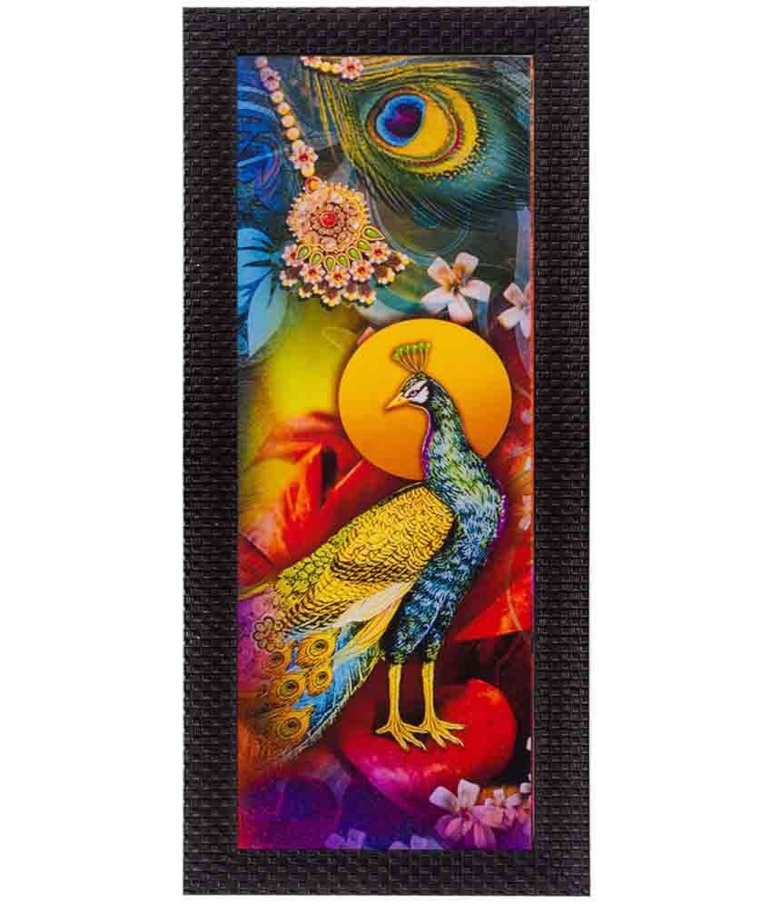eCraftIndia Dancing Peocock Satin Matt Texture Framed UV Art Wood Painting With Frame Single Piece eCraftIndia Dancing Peocock Satin Matt Texture Framed UV Art Wood Painting With Frame Single Piece