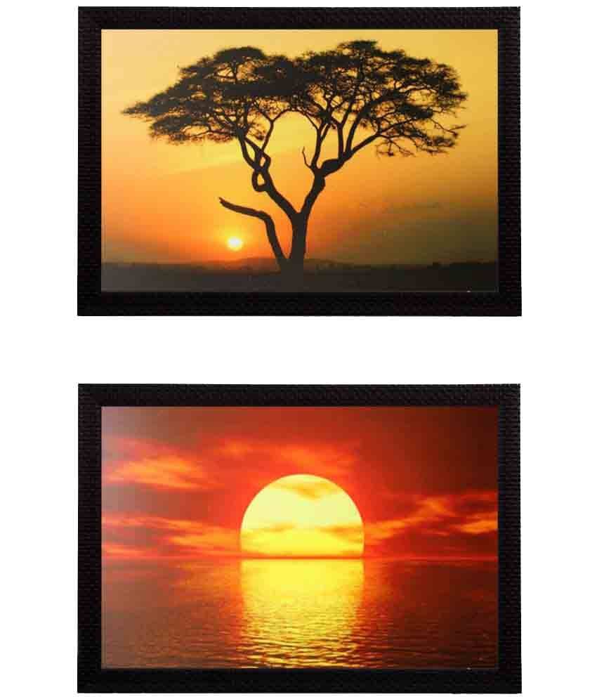 eCraftIndia Decorative Satin Matt Texture Wood Painting With Frame Set of 2 eCraftIndia Decorative Satin Matt Texture Wood Painting With Frame Set of 2