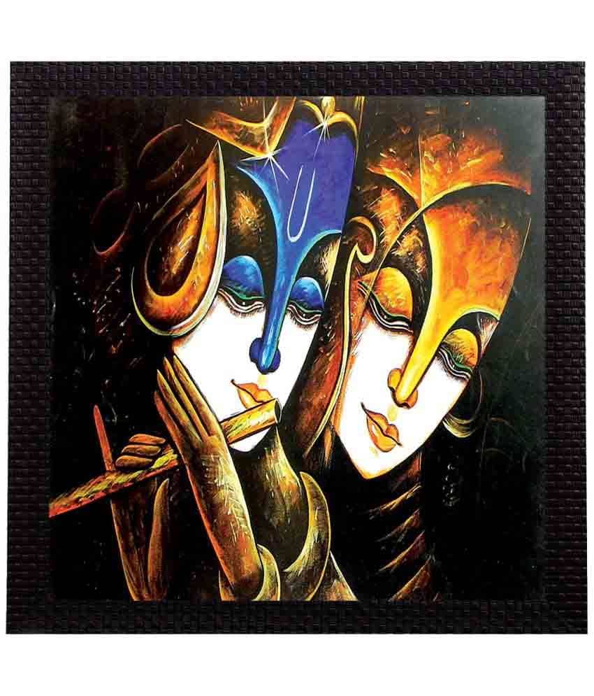     			eCraftIndia Orange & Blue Divine Radha Krishna Satin Matt Texture UV Wall Art Painting