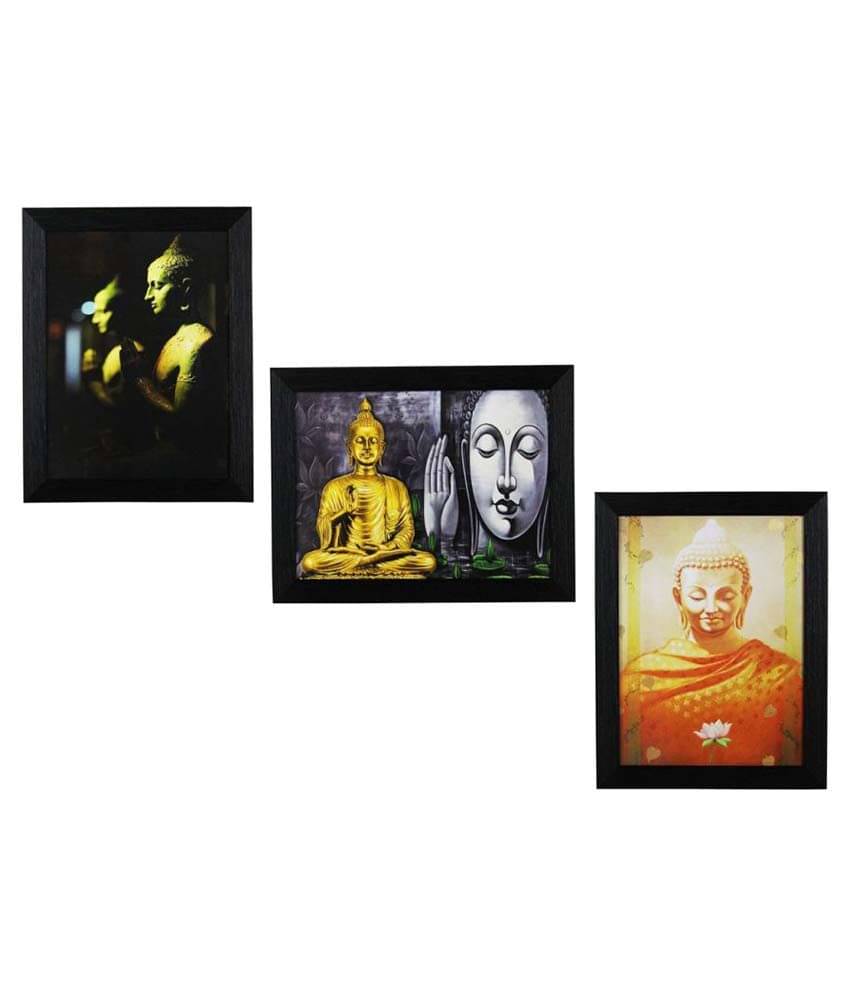 eCraftIndia Fine Finish Matt Textured UV Art Print Multicolor Wood Painting With Frame Set of 3 eCraftIndia Fine Finish Matt Textured UV Art Print Multicolor Wood Painting With Frame Set of 3
