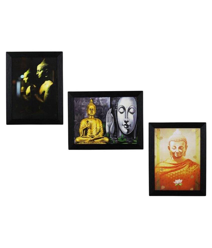 eCraftIndia Fine Finish Matt Textured UV Art Print Wood Painting With Frame Set of 3 eCraftIndia Fine Finish Matt Textured UV Art Print Wood Painting With Frame Set of 3