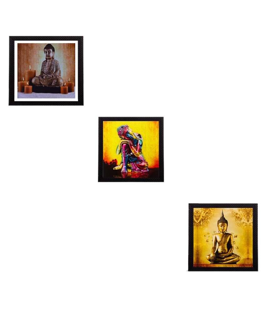 eCraftIndia Multicoloured Set of 3 Buddha UV Wall Art eCraftIndia Multicoloured Set of 3 Buddha UV Wall Art
