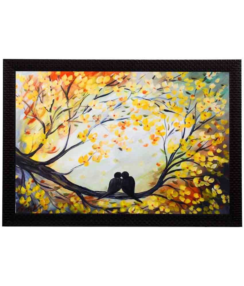 eCraftIndia Multicoloured Love Birds Satin Matt Textured Framed Artwork eCraftIndia Multicoloured Love Birds Satin Matt Textured Framed Artwork