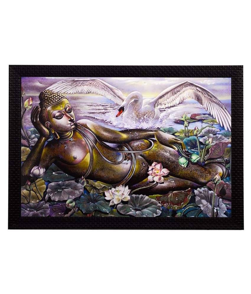 eCraftIndia Multicoloured Resting Lord Buddha Satin Matt Textured UV Framed Wall Painting eCraftIndia Multicoloured Resting Lord Buddha Satin Matt Textured UV Framed Wall Painting