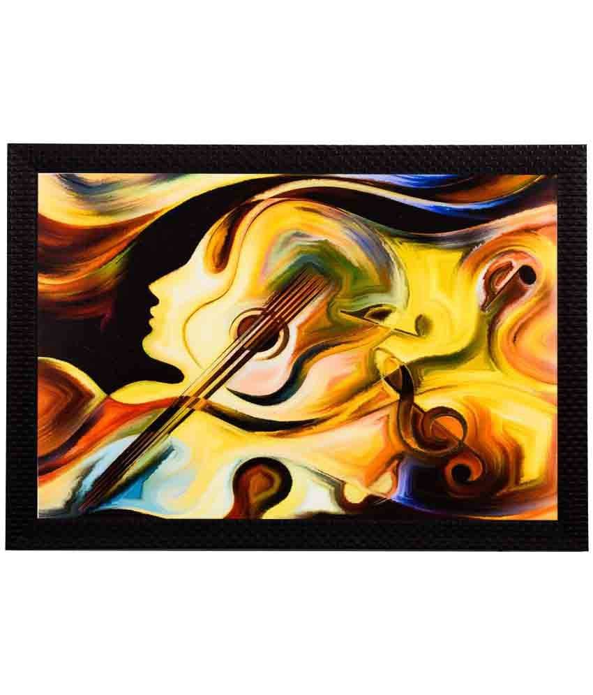 eCraftIndia Multicoloured Guitar & Face Abstract Matt UV Framed Wall Painting eCraftIndia Multicoloured Guitar & Face Abstract Matt UV Framed Wall Painting