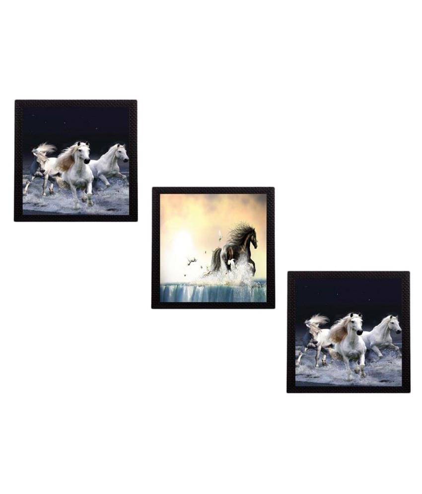 eCraftIndia Set of 3 Running Horses Satin Matt Texture UV Art Painting eCraftIndia Set of 3 Running Horses Satin Matt Texture UV Art Painting