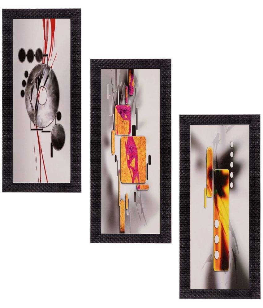     			eCraftIndia Multicoloured Set of 3 Abstract UV Wall Art