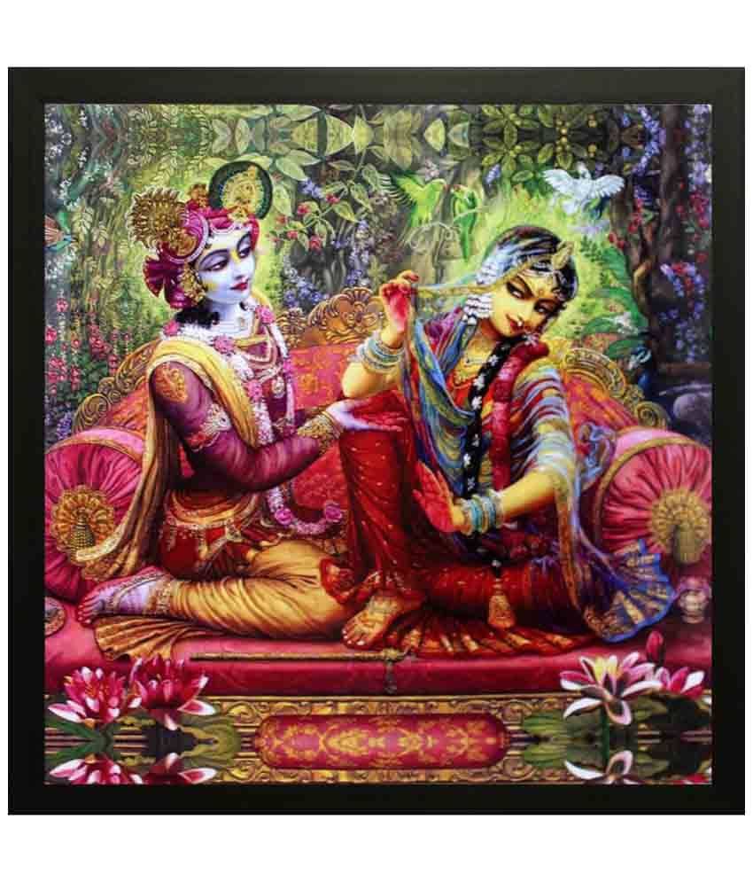 eCraftIndia Pink & Green Radha Krishna Satin Matt Texture UV Wall Art eCraftIndia Pink & Green Radha Krishna Satin Matt Texture UV Wall Art