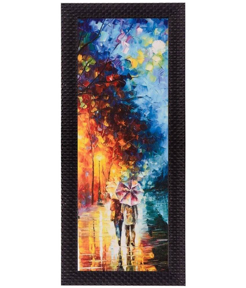 eCraftIndia Multicoloured Couple Under Umbrella UV Framed Wall Art eCraftIndia Multicoloured Couple Under Umbrella UV Framed Wall Art