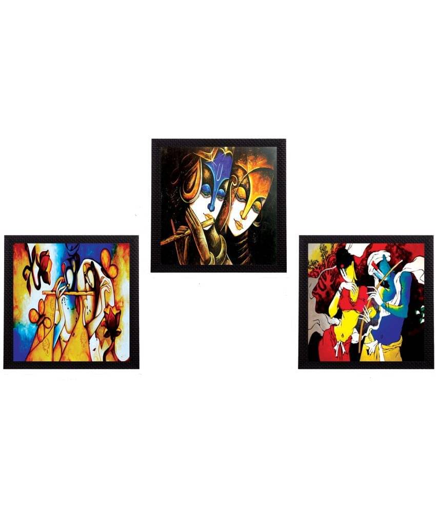 ECraftIndia Colorful Radha and Krishna Satin Matt Texture UV Art Multicolor Wood Painting With Frame Set of 3 ECraftIndia Colorful Radha and Krishna Satin Matt Texture UV Art Multicolor Wood Painting With Frame Set of 3