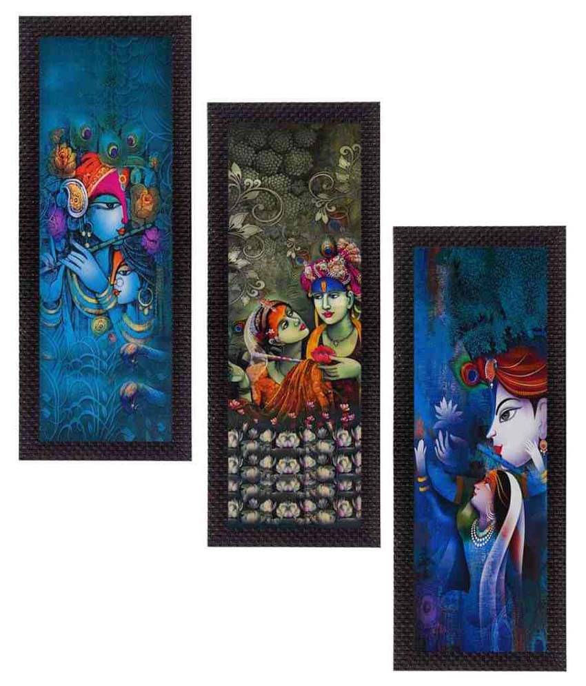 eCraftIndia Teal Blue 3 Pieces Lord Krishna & Lordess Radha UV Wall Arts eCraftIndia Teal Blue 3 Pieces Lord Krishna & Lordess Radha UV Wall Arts