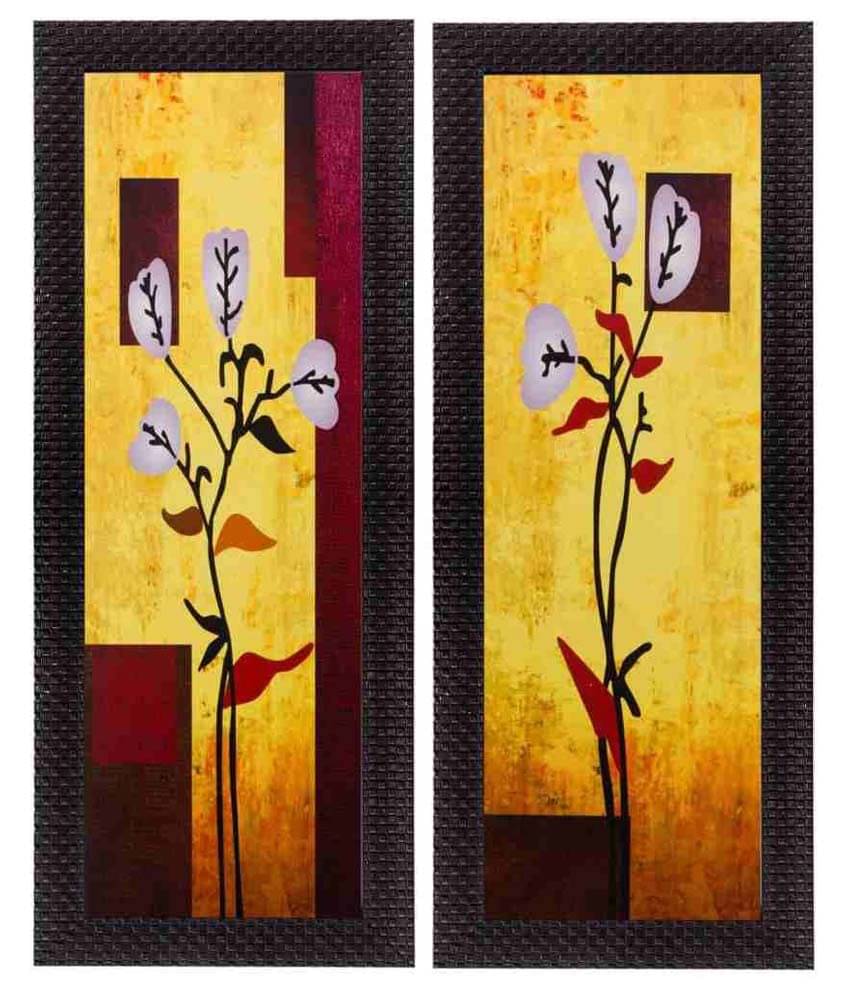 eCraftIndia Botanical Design Satin Matt Texture Framed UV Art Multicolor Wood Painting With Frame Set of 2 eCraftIndia Botanical Design Satin Matt Texture Framed UV Art Multicolor Wood Painting With Frame Set of 2