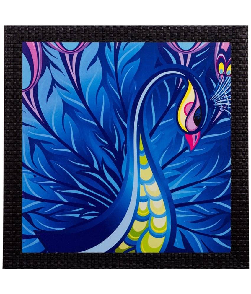     			eCraftIndia Blue & Yellow Dancing Peocock Satin Matt Texture UV Wall Art
