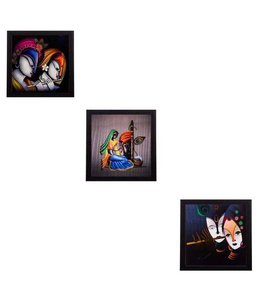 eCraftIndia Set of 3 Multicoloured Radha Krishna UV Wall Art eCraftIndia Set of 3 Multicoloured Radha Krishna UV Wall Art