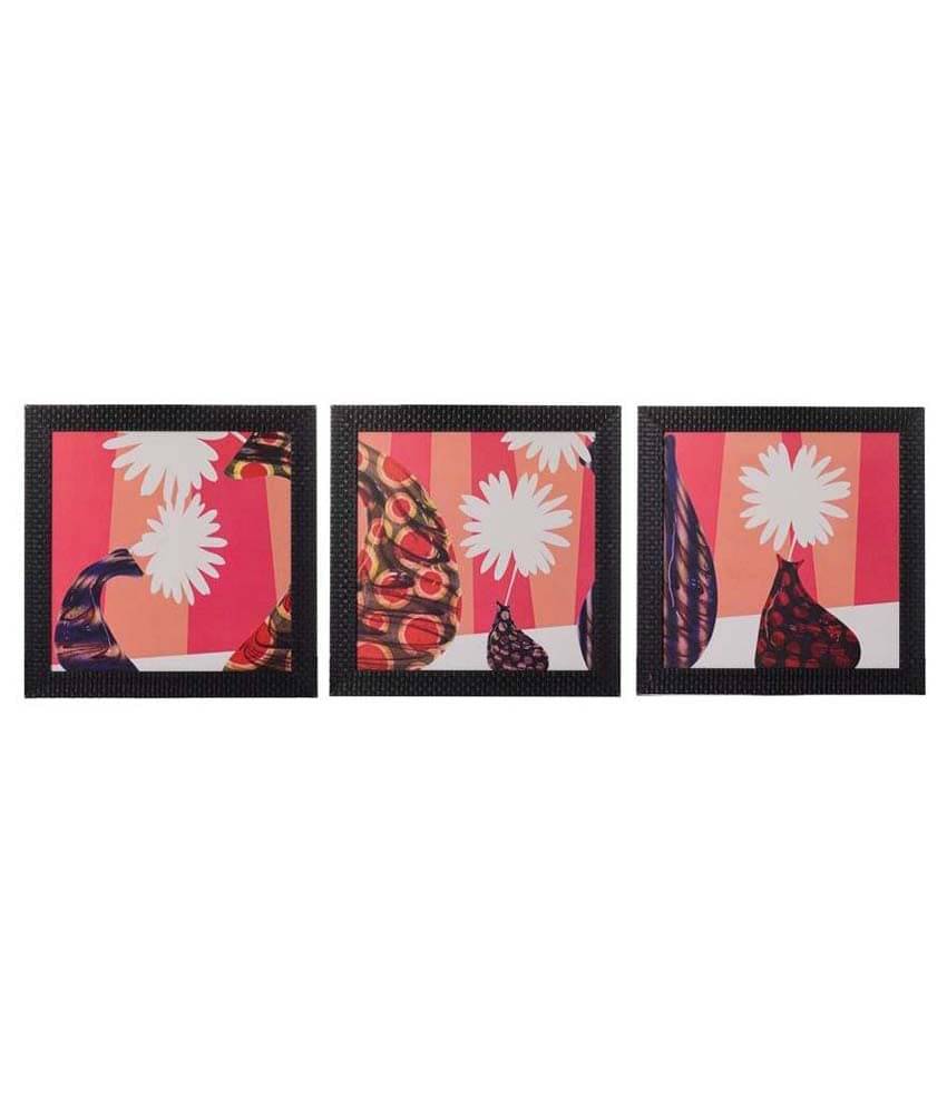 eCraftIndia Fine Finish Matt Textured UV Art Print Wood Painting With Frame Set of 3 eCraftIndia Fine Finish Matt Textured UV Art Print Wood Painting With Frame Set of 3