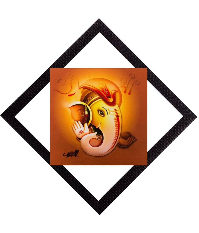     			eCraftIndia Brown & Yellow Lord Ganesha UV Wall Art