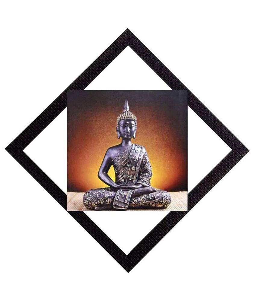     			eCraftIndia Black & Yellow Buddha UV Wall Art