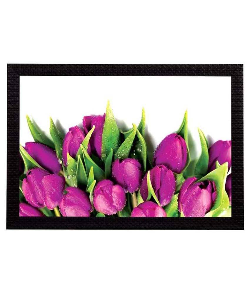     			eCraftIndia Purple & White Floral UV Wall Art