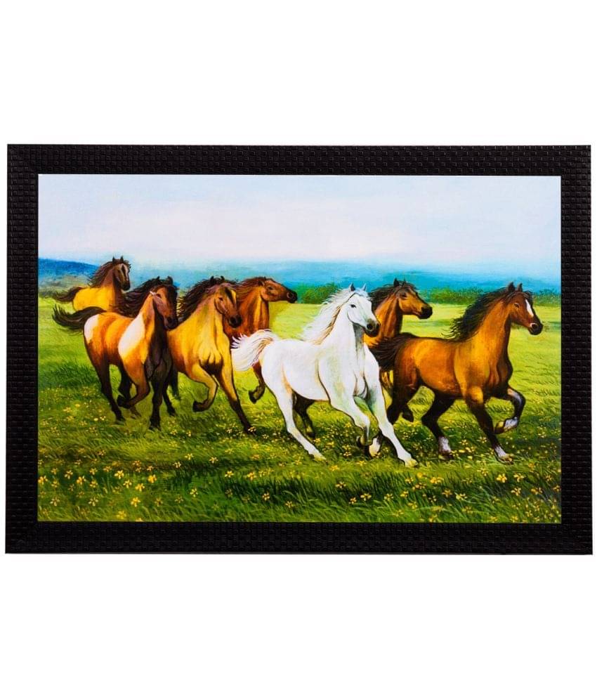 eCraftIndia Multicoloured Running Brown & White Horses UV Framed Wall Painting eCraftIndia Multicoloured Running Brown & White Horses UV Framed Wall Painting