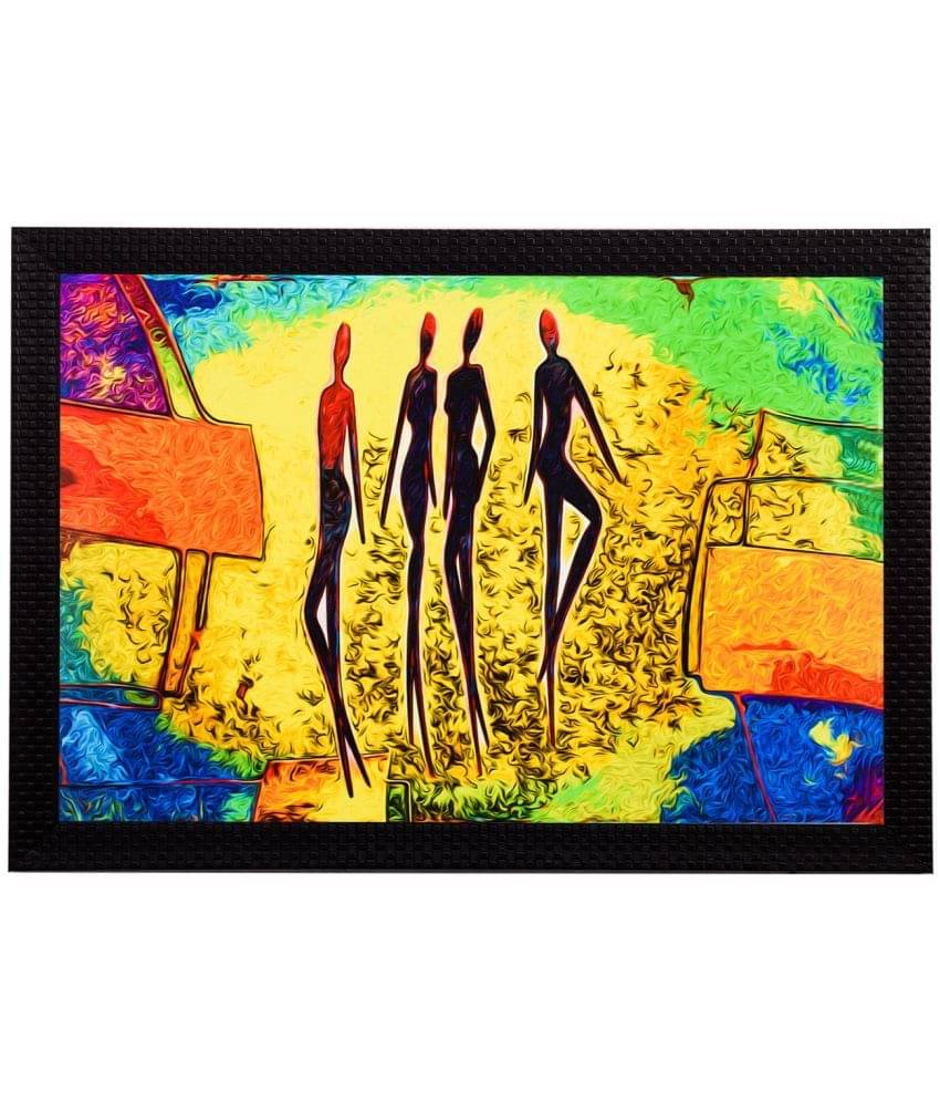     			eCraftIndia Multicoloured Abstract Figurines UV Framed Wall Painting