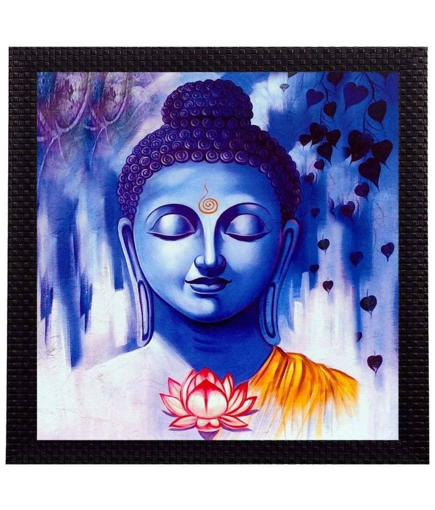 eCraftIndia Lord Buddha In Blue Satin Matt Texture UV Art Painting eCraftIndia Lord Buddha In Blue Satin Matt Texture UV Art Painting