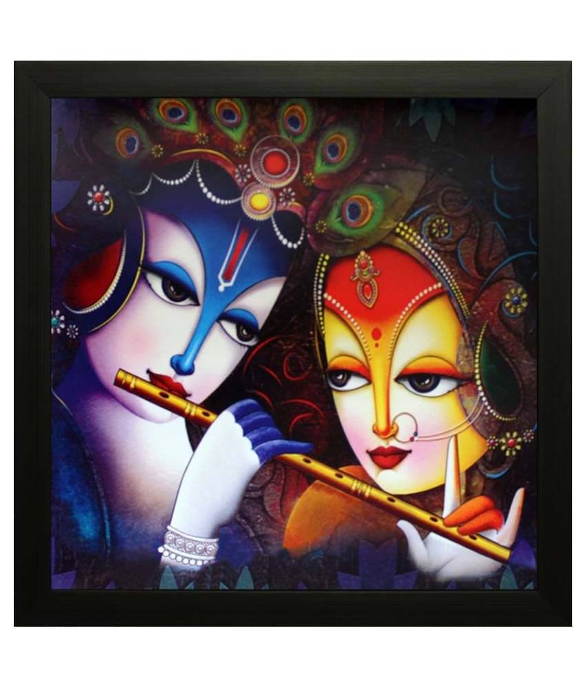     			eCraftIndia Radha Krishna Satin Matt Texture UV Art Painting