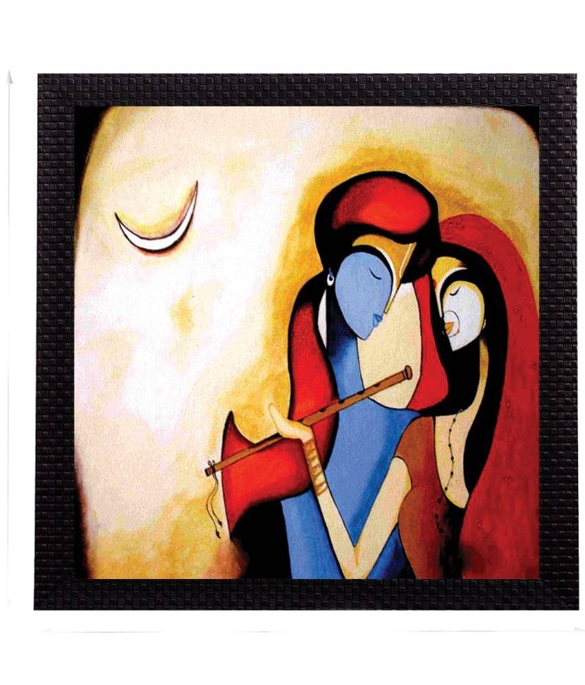 Ecraftindia Divine Radha Krishna Satin Matt Texture UV Art Multicolor Wood Painting With Frame Single Piece Ecraftindia Divine Radha Krishna Satin Matt Texture UV Art Multicolor Wood Painting With Frame Single Piece