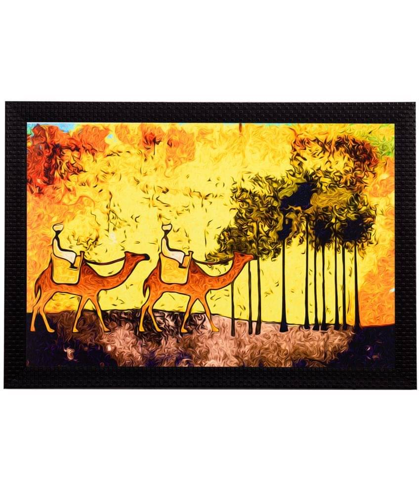 eCraftIndia Multicoloured Camels Framed UV Wall Painting eCraftIndia Multicoloured Camels Framed UV Wall Painting