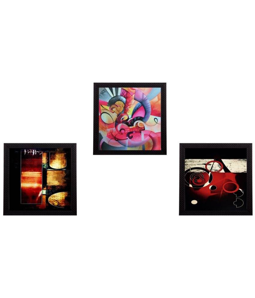     			eCraftIndia Set of 3 Multicoloured Abstract UV Wall Art