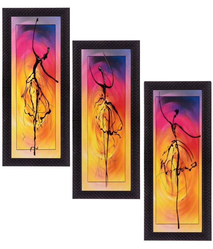     			eCraftIndia Multicoloured Set of 3 Tribal UV Wall Art