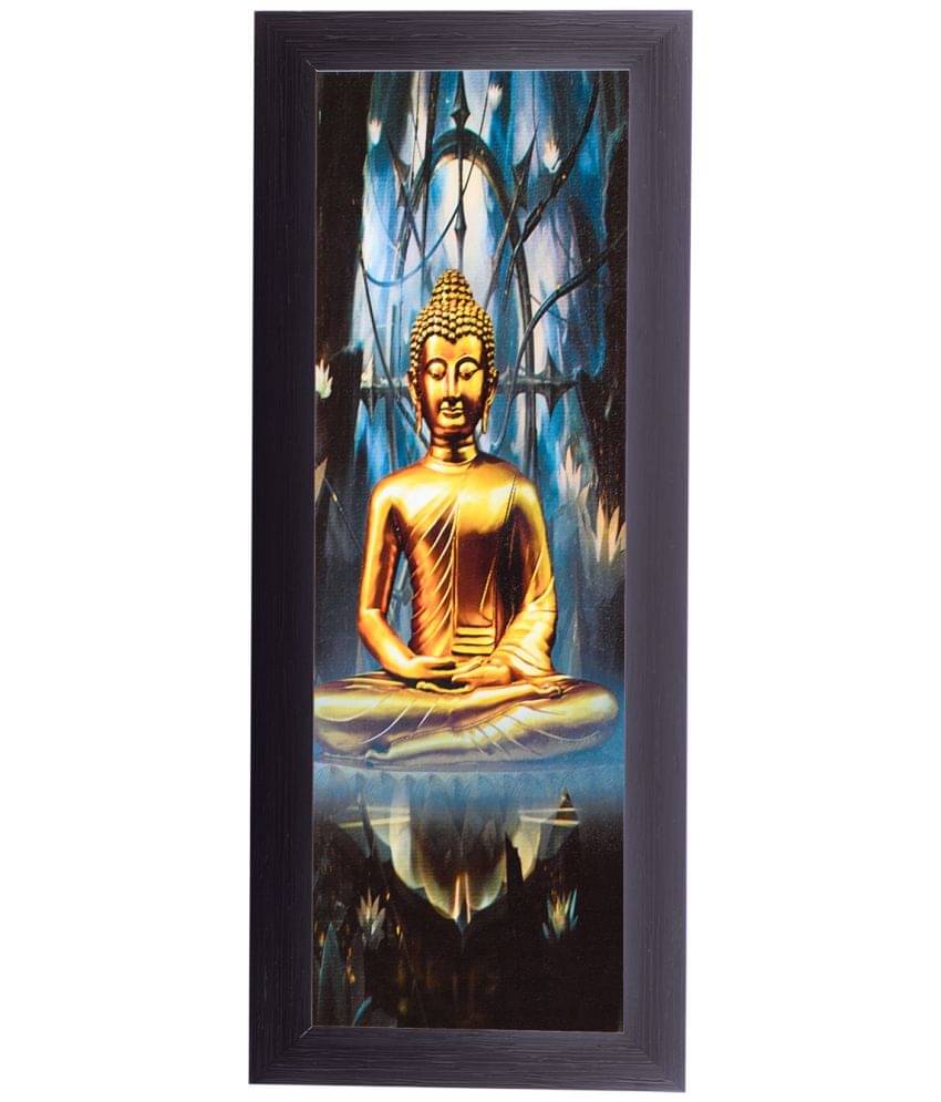     			eCraftIndia Multicoloured Lord Buddha Satin Matt Textured Framed Wall Art