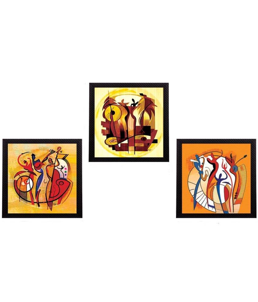     			eCraftIndia Wood Painting With Frame Set of 3