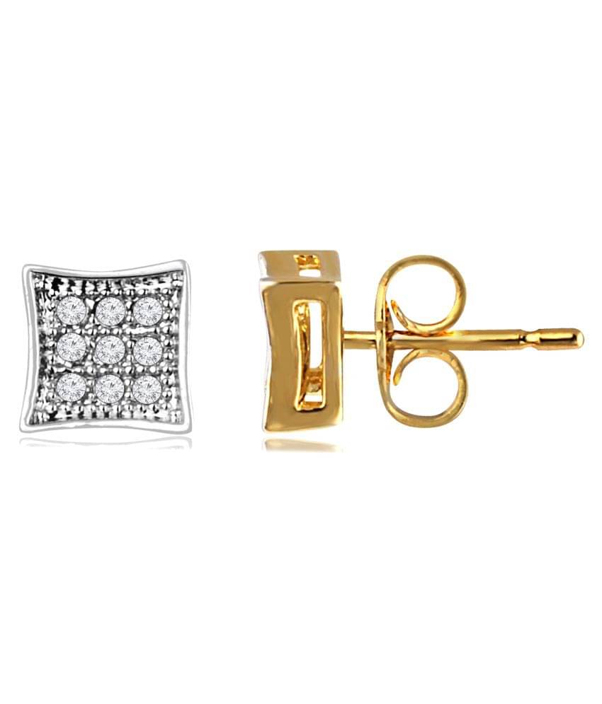     			Spargz Gold Plated CZ Diamond Office Wear Cute Square Shaped Stud Earrings for Women