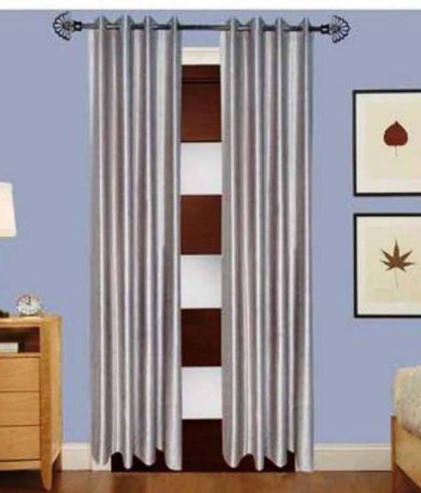     			Idoleshop Set of 2 Door Eyelet Curtains Plain Gray