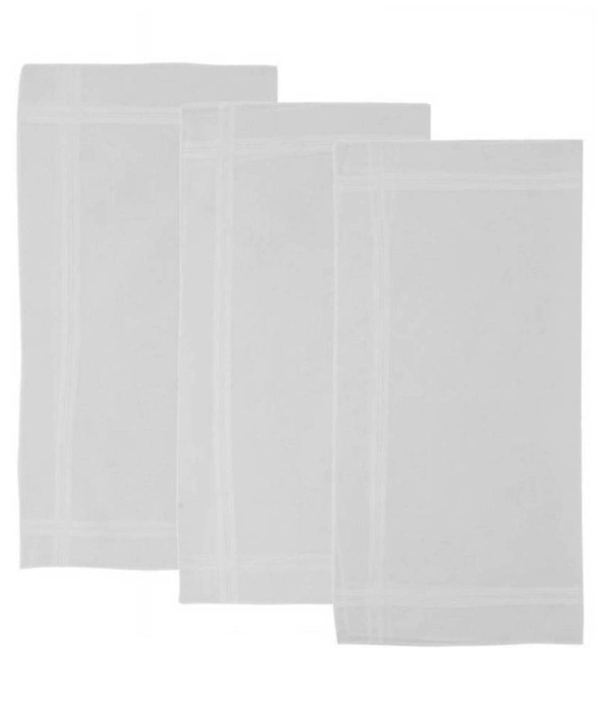     			Tahiro White Cotton Handkerchiefs - Pack Of 3