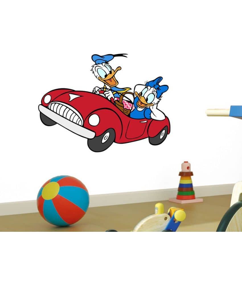 Decor Villa Car Driving PVC Vinyl Multicolour Wall Stickers