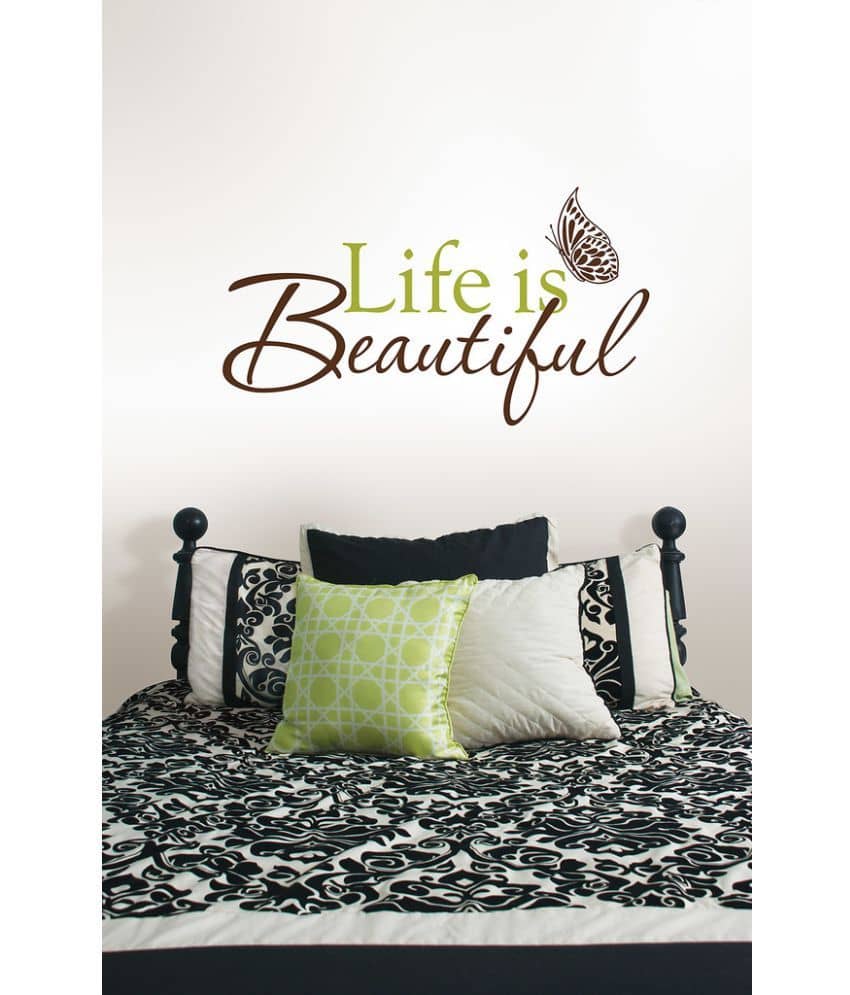 Decor Villa Life is beautiful PVC Vinyl Multicolour Wall Stickers