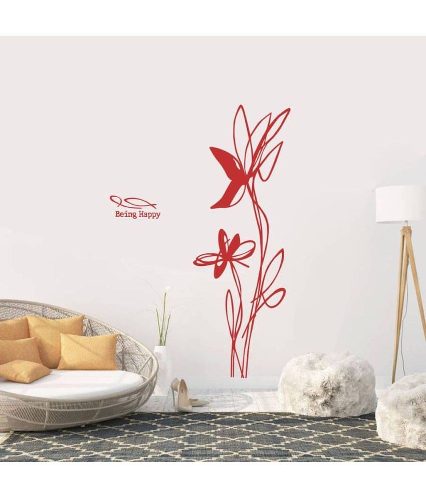     			Decor Villa Being Happy PVC Vinyl Red Wall Stickers