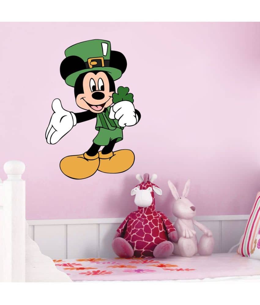 Decor Villa Green Hand Flowers PVC Vinyl Multicolour Wall Stickers