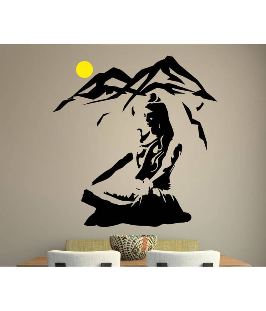 Decor Villa Lord Shiva PVC Vinyl Black Wall Stickers