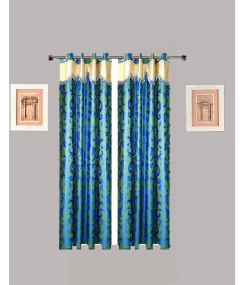 Tidy Set of 2 Window Eyelet Curtains Floral Blue Tidy Set of 2 Window Eyelet Curtains Floral Blue
