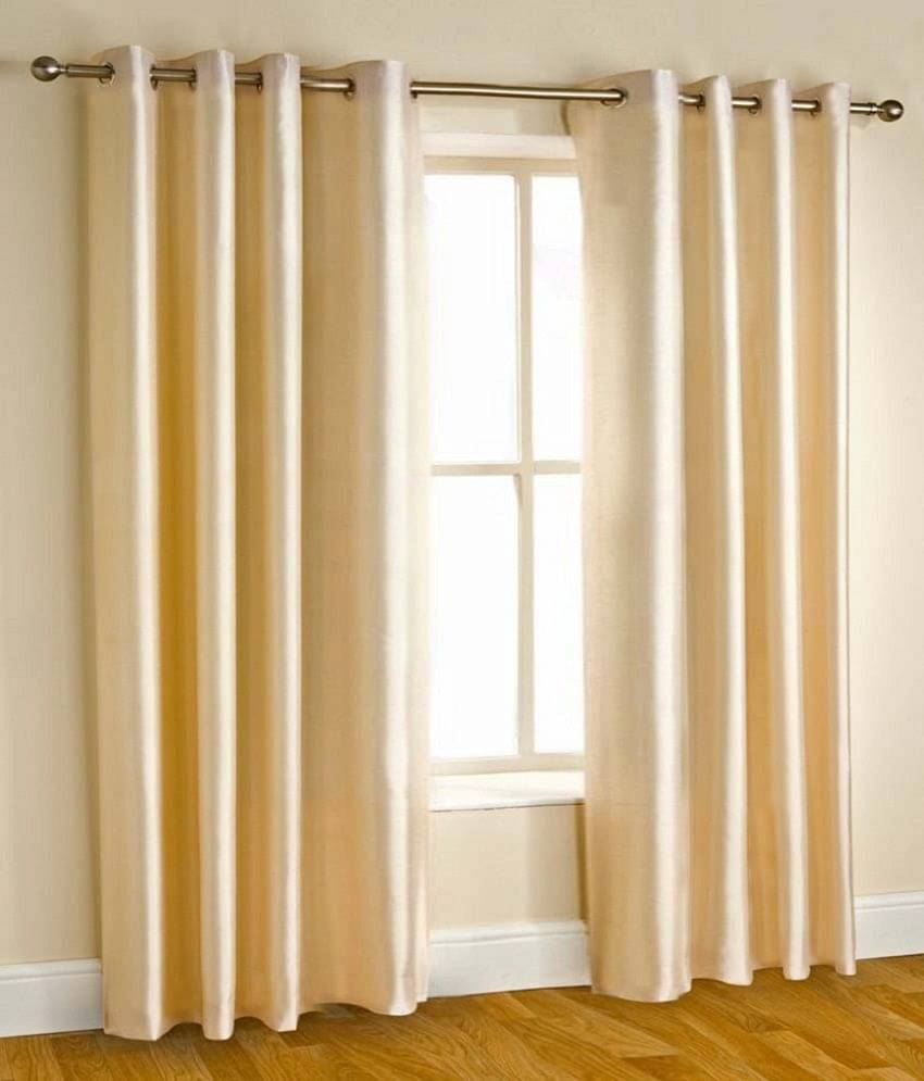 Tanishka Fabs Solid Semi-Transparent Eyelet Curtain 5 ft ( Pack of 2 ) - Beige Tanishka Fabs Solid Semi-Transparent Eyelet Curtain 5 ft ( Pack of 2 ) - Beige