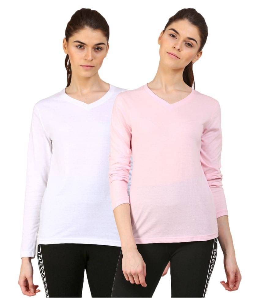     			Ap'pulse Women Cotton Solid Regular Fit Round Neck T-Shirt ( Multi Color )